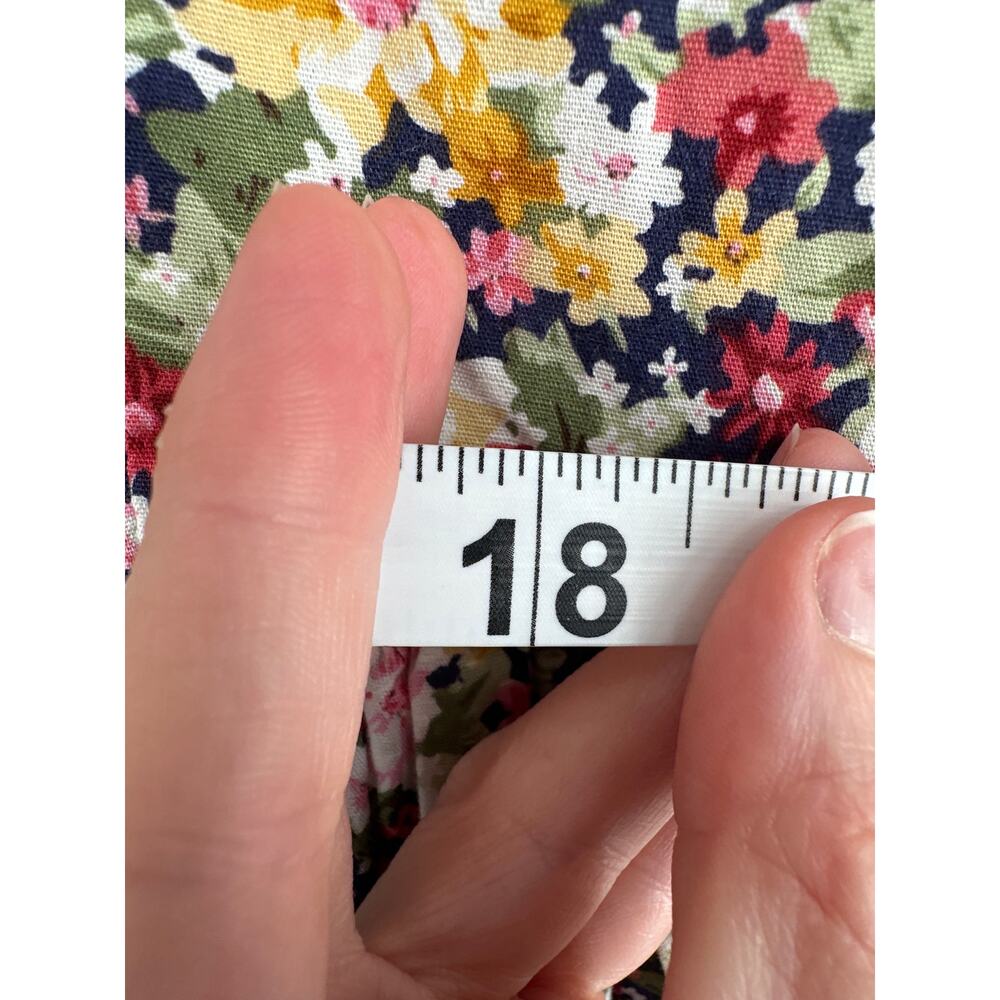 Vintage Handmade Dress Womens Medium Navy Blue Ditsy Floral Knee Length Cottage - Picture 9 of 9